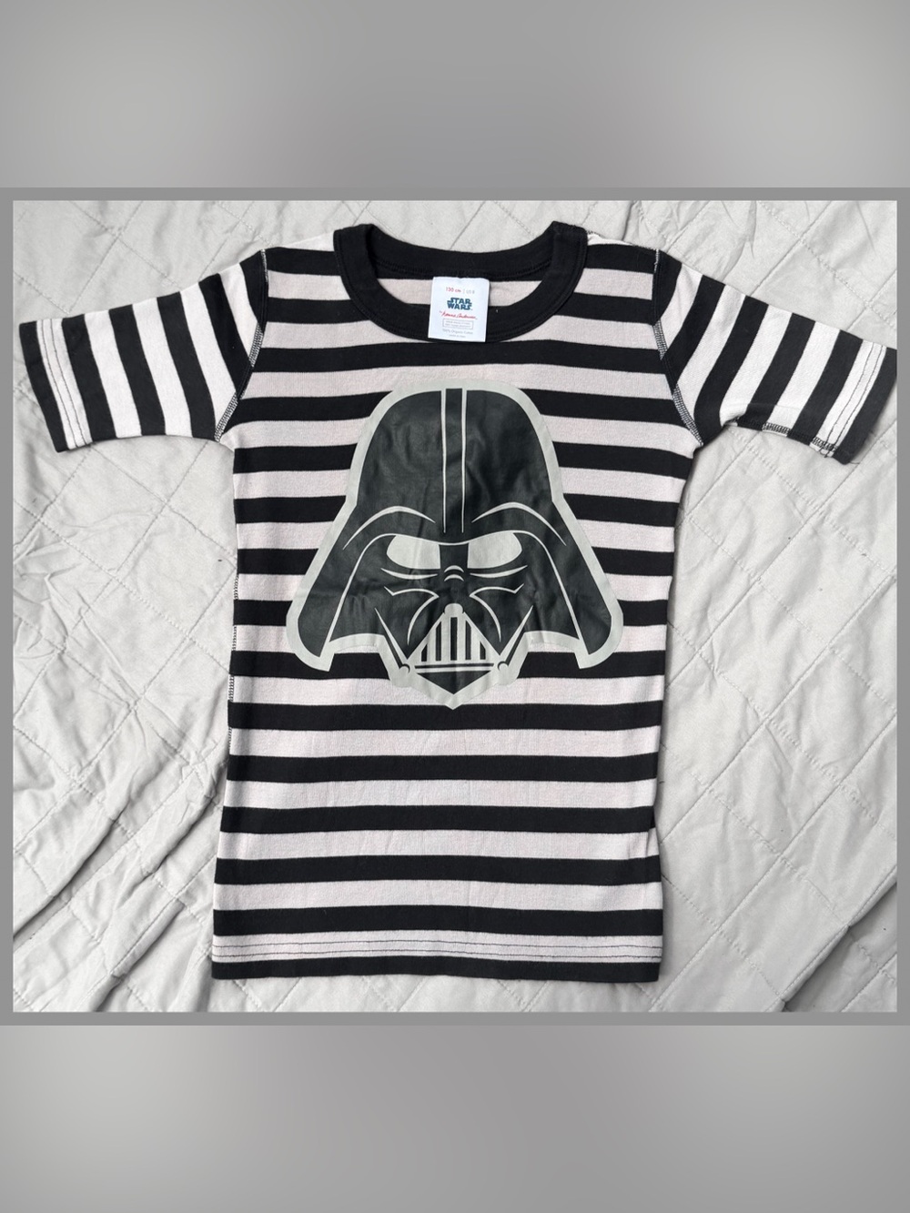 Star Wars Hanna Andersson HannaJams Black White Striped Darth Vader shirt boy